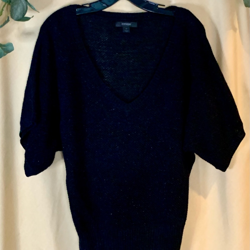 Black lightweight sweater with sparkle. Express. M - Picture 1 of 10